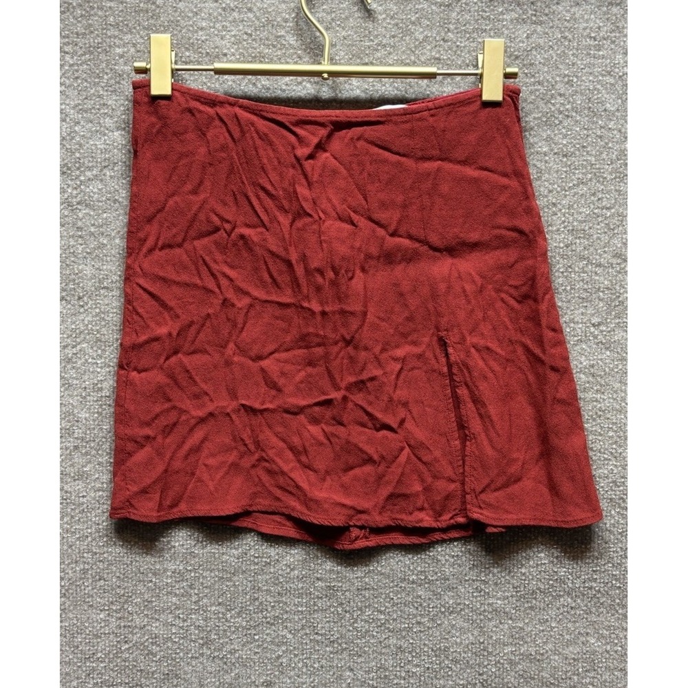Reformation Kiara Red Crepe Mini Skirt Womens Size 2 Zip Up Linerless 13" EUC